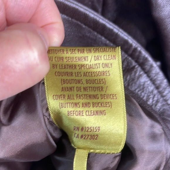 SOIA & KYO Leather Jacket Dark Chocolate Brown Tailored Zip Large Collar Size M - Picture 11 of 13